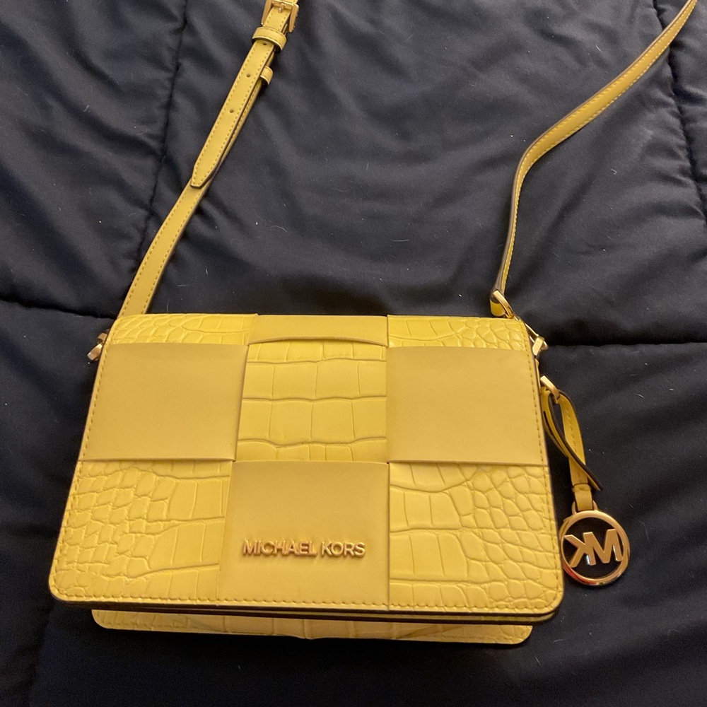 Michael Kors Yellow Croc-Embossed Crossbody